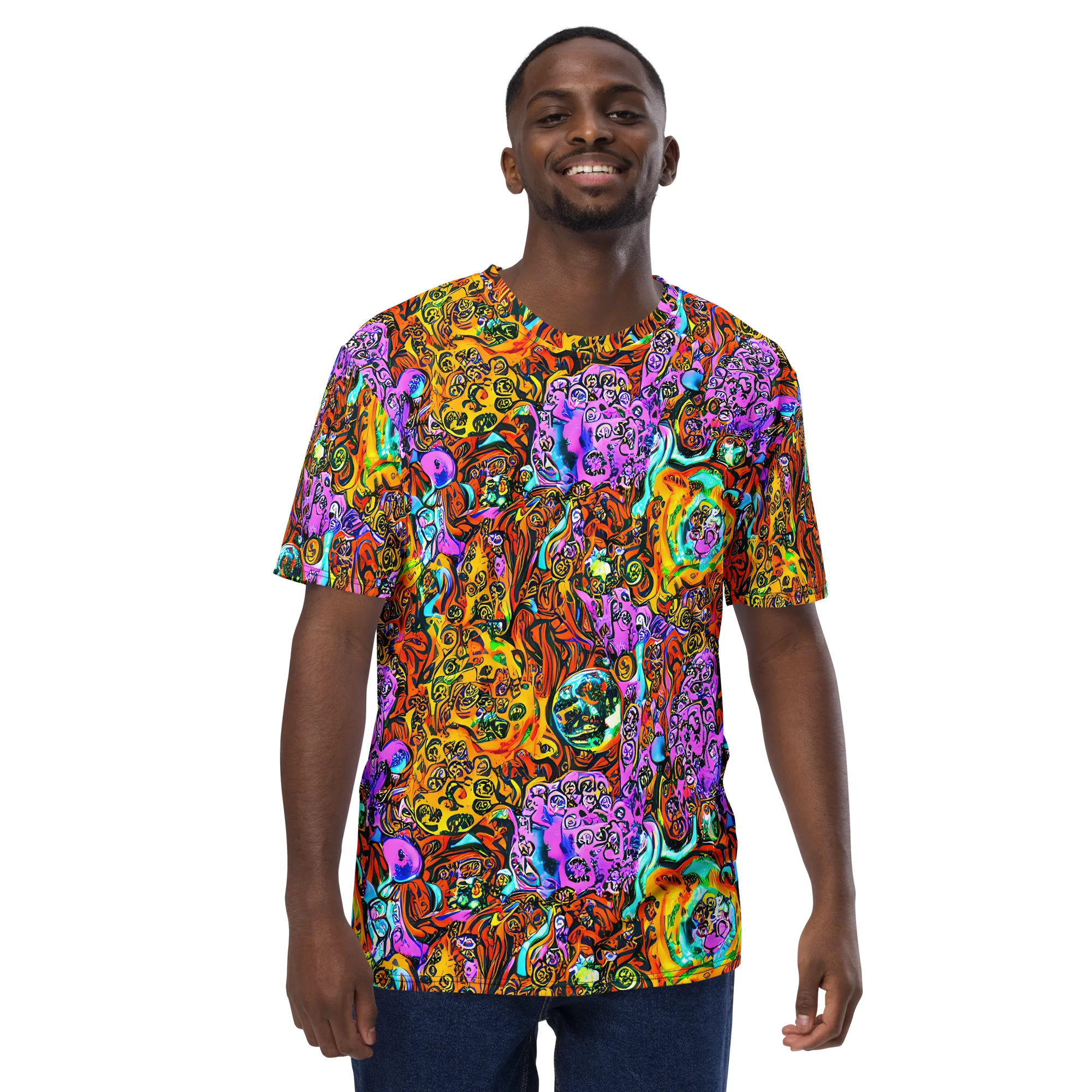 Orange Afterglow on Men's Crew Neck T-Shirt — Front