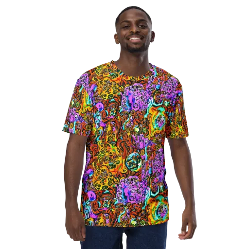 Orange Afterglow on a Men's Crew Neck T-Shirt