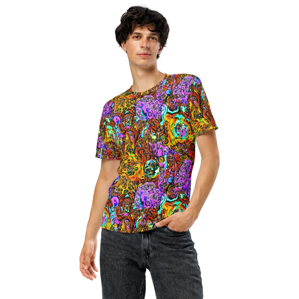 Orange Afterglow on Men's Crew Neck T-Shirt — Front
