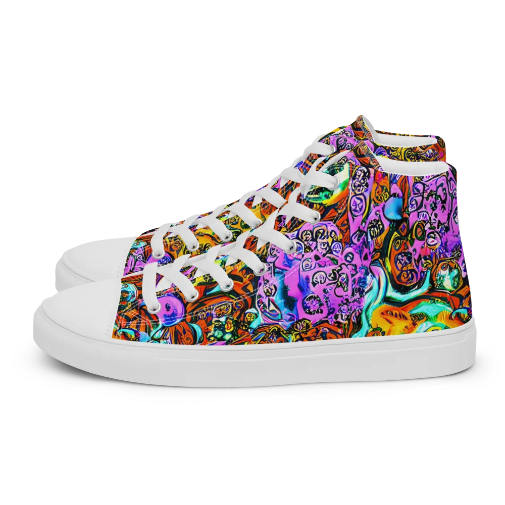 Orange Afterglow on Men's High Top Canvas Shoes — Left