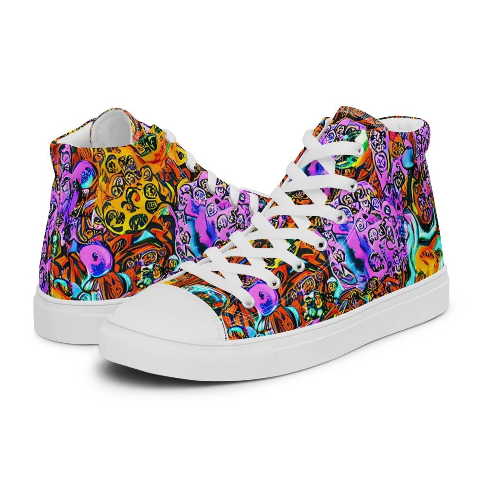 Orange Afterglow on Men's High Top Canvas Shoes — Left