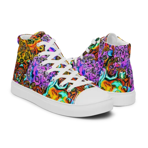 Orange Afterglow on a Men's High Top Canvas Shoes