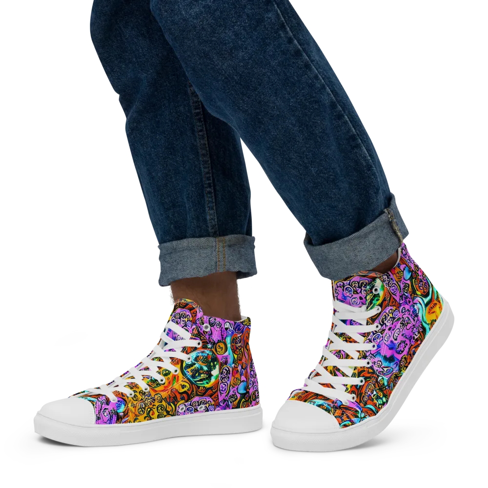Orange Afterglow on Men's High Top Canvas Shoes — Left