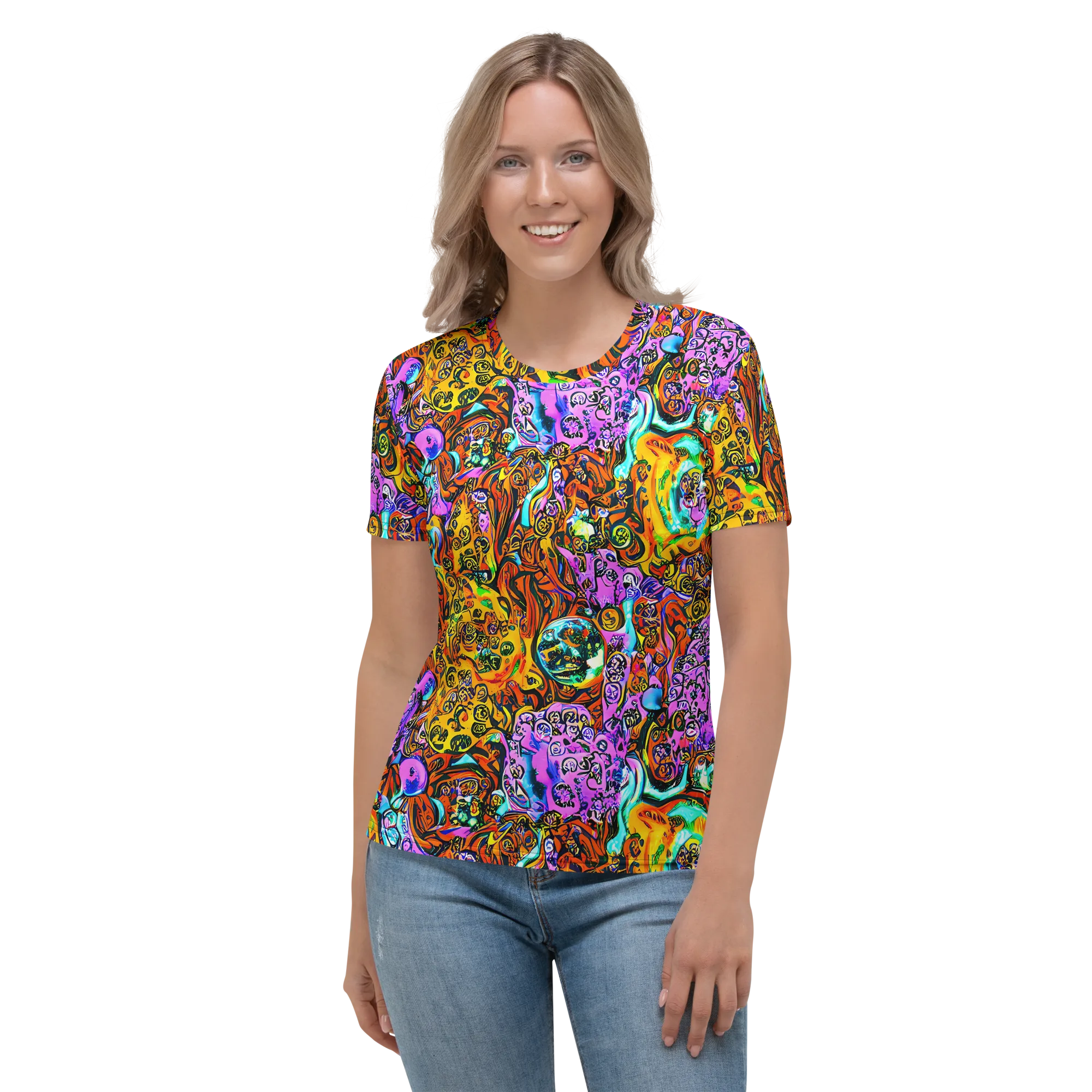 Orange Afterglow on Women's Crew Neck T-Shirt — Front