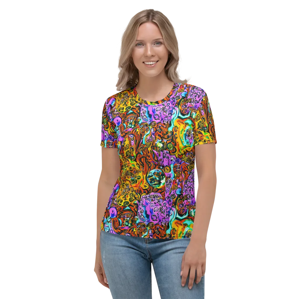 Orange Afterglow on Women's Crew Neck T-Shirt — Front