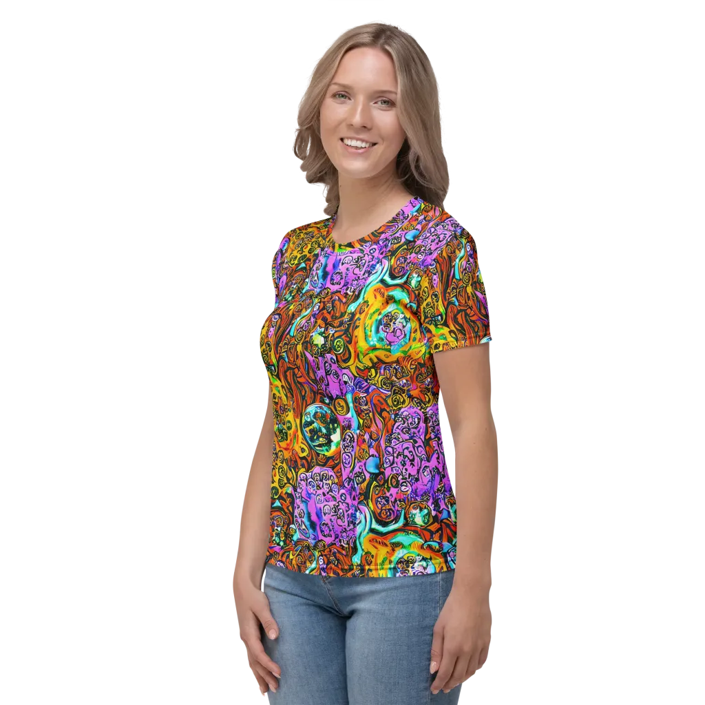 Orange Afterglow on Women's Crew Neck T-Shirt — Left