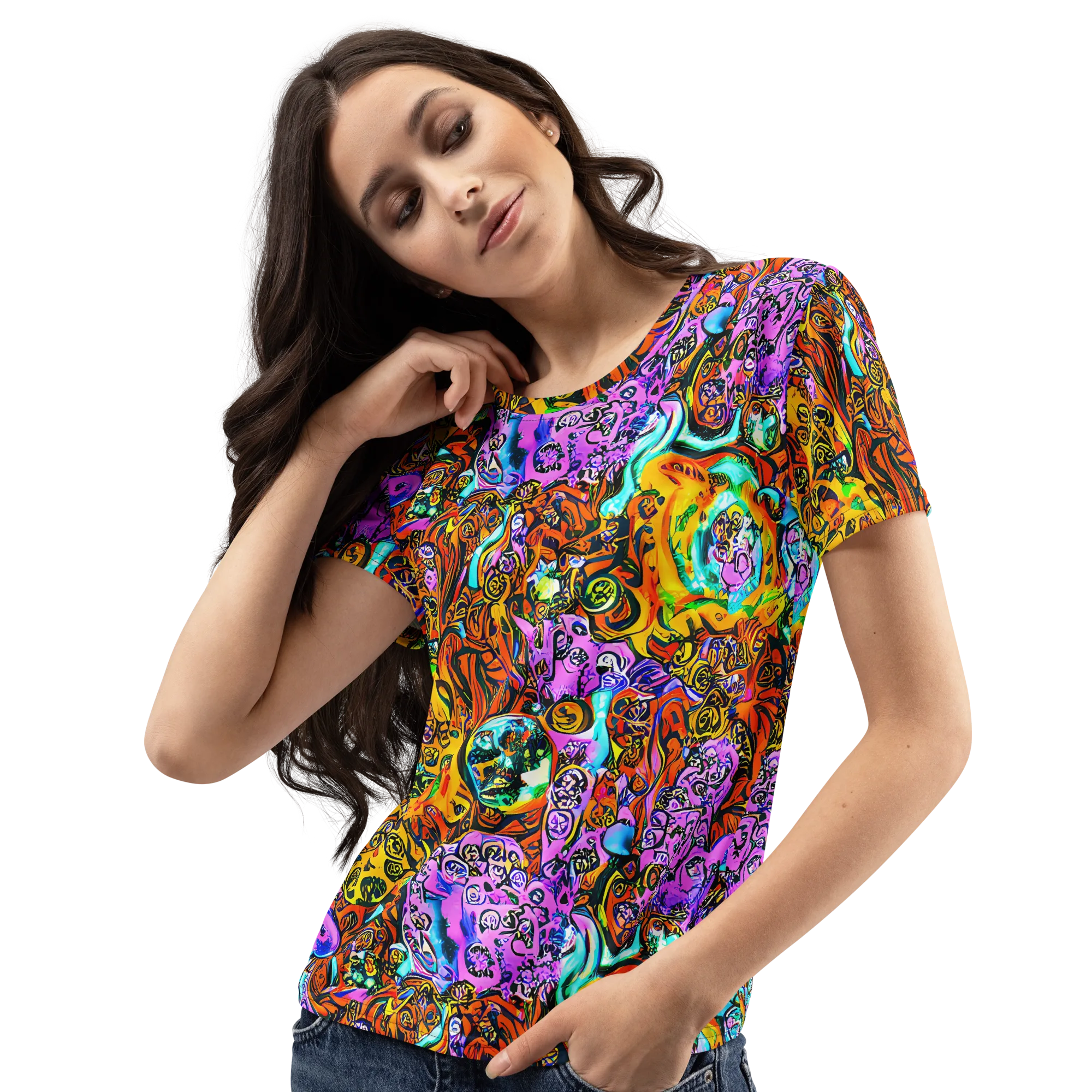 Orange Afterglow on Women's Crew Neck T-Shirt — Left Front