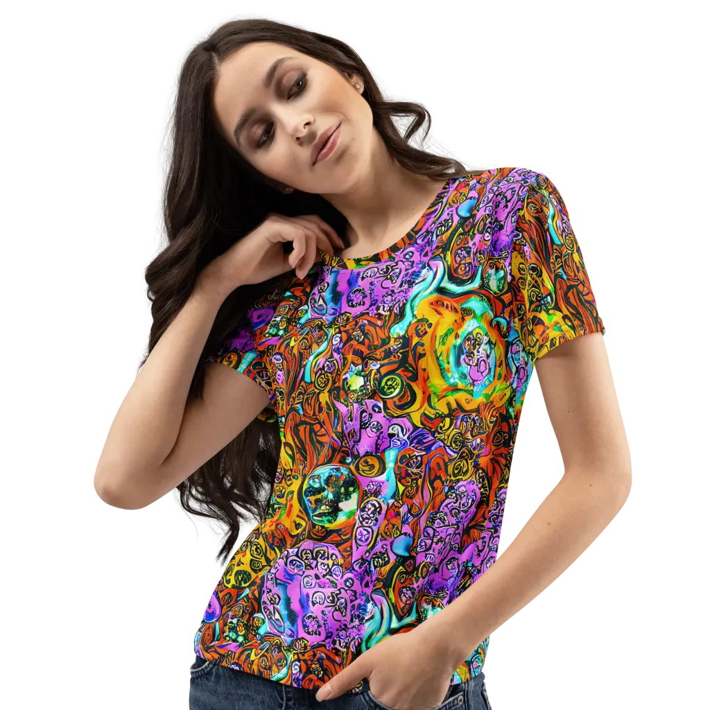 Orange Afterglow on Women's Crew Neck T-Shirt — Left Front
