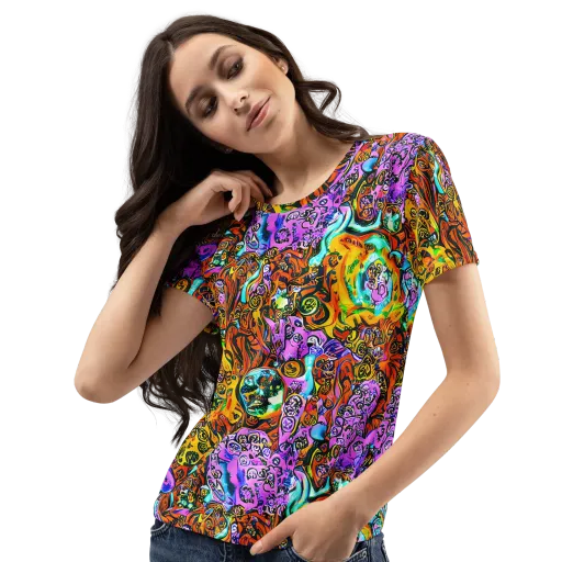 Orange Afterglow on a Women's Crew Neck T-Shirt