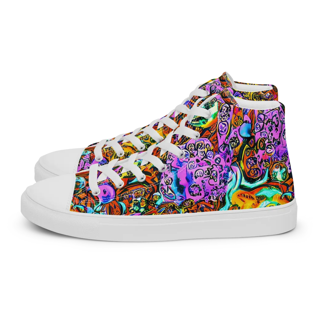 Orange Afterglow on Women's High Top Canvas Shoes — Left