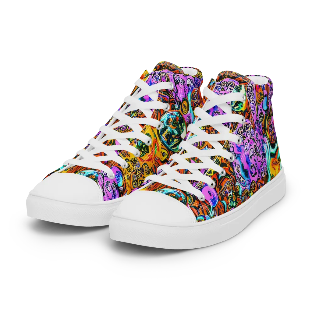 Orange Afterglow on Women's High Top Canvas Shoes — Left Front