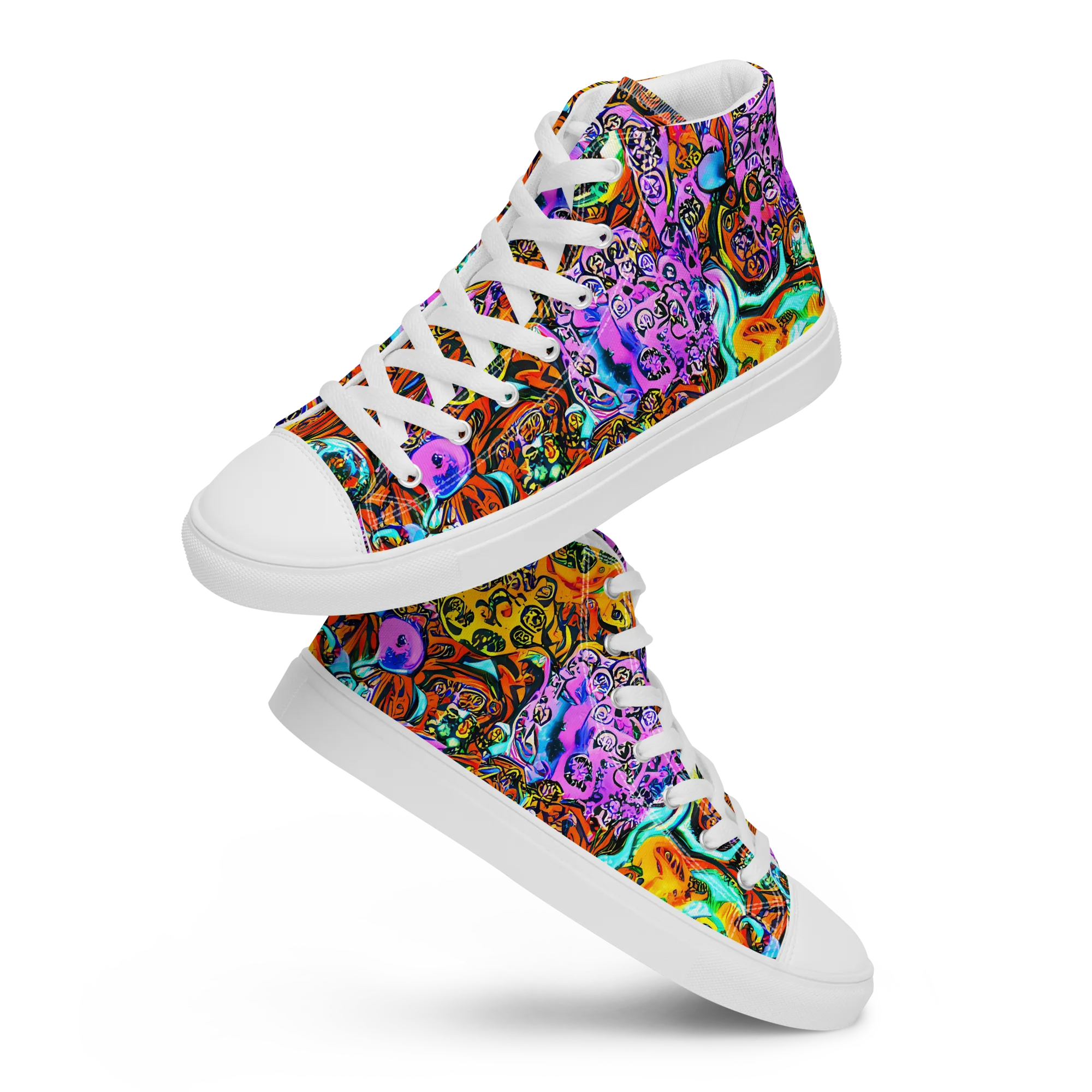 Orange Afterglow on Women's High Top Canvas Shoes — Front