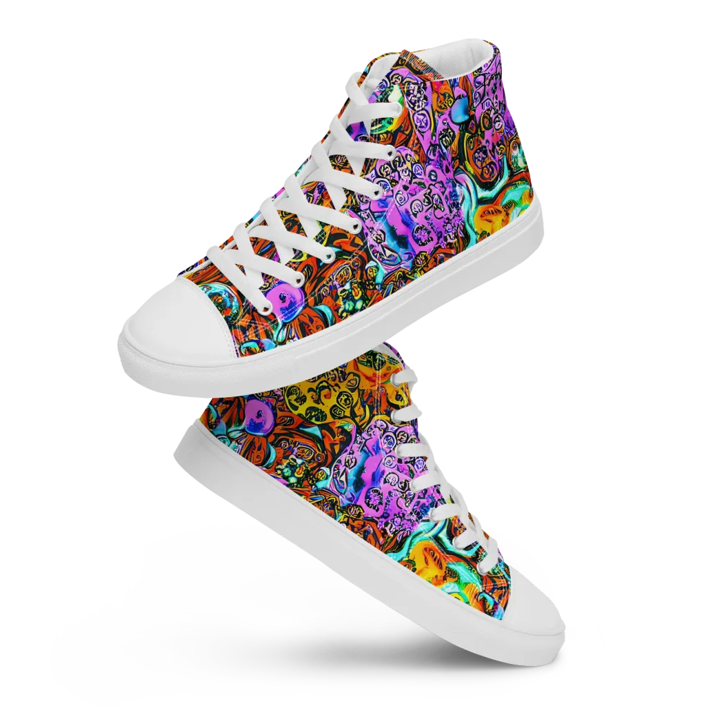 Orange Afterglow on Women's High Top Canvas Shoes — Front
