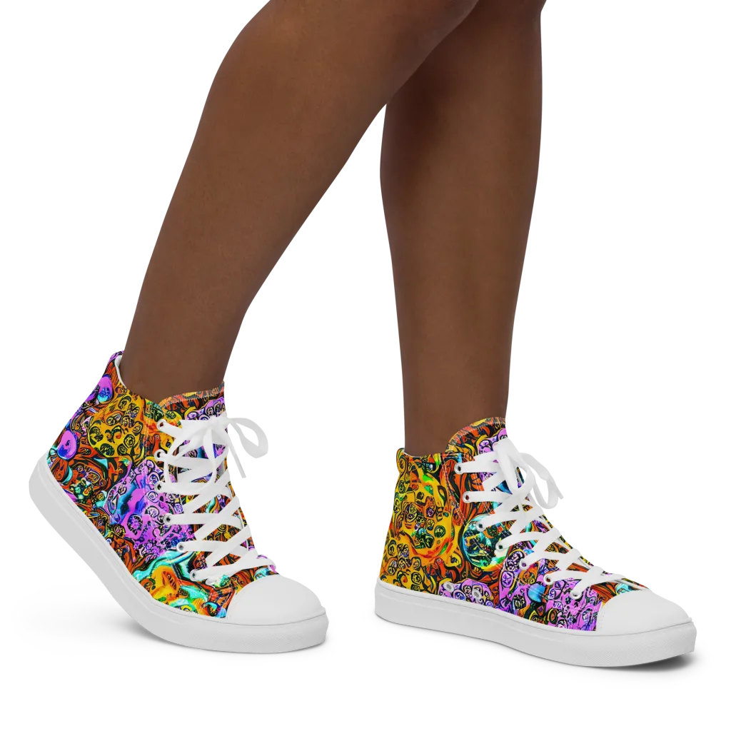 Orange Afterglow on Women's High Top Canvas Shoes — Right