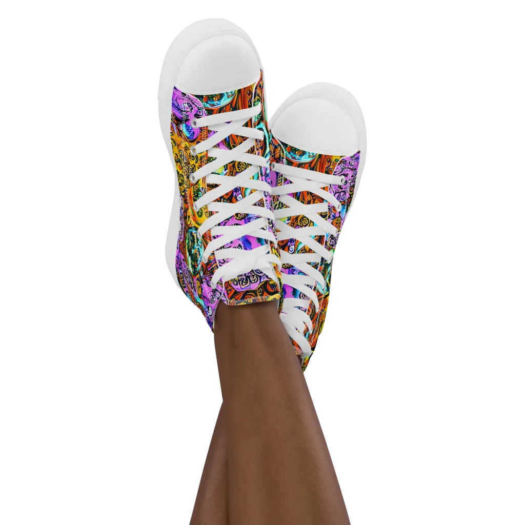 Orange Afterglow on Women's High Top Canvas Shoes — Front