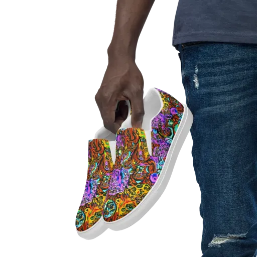 Orange Afterglow on a Men's Slip-On Canvas Shoes