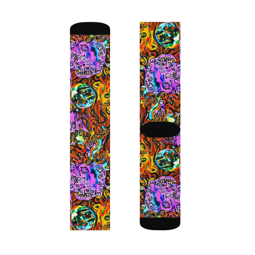 Orange Afterglow on Socks — Left Sock