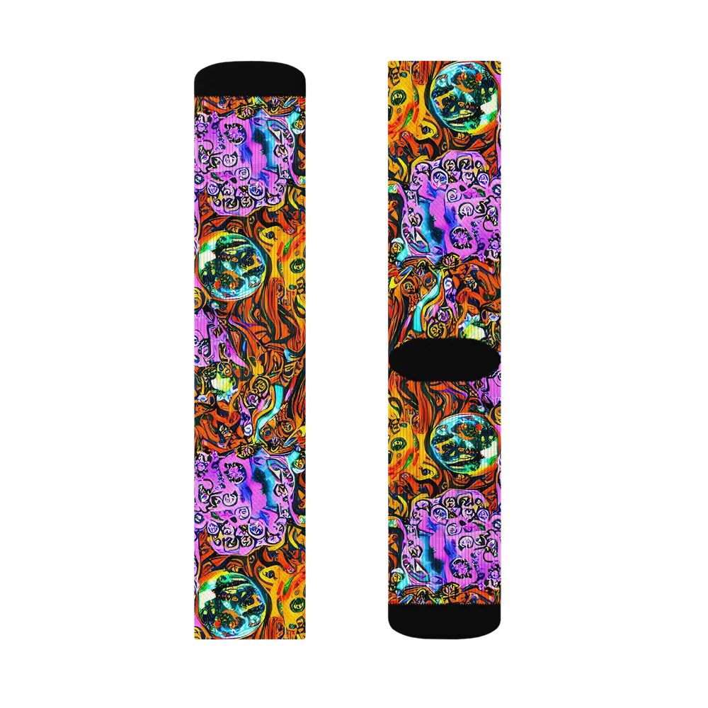 Orange Afterglow on Socks — Right Sock