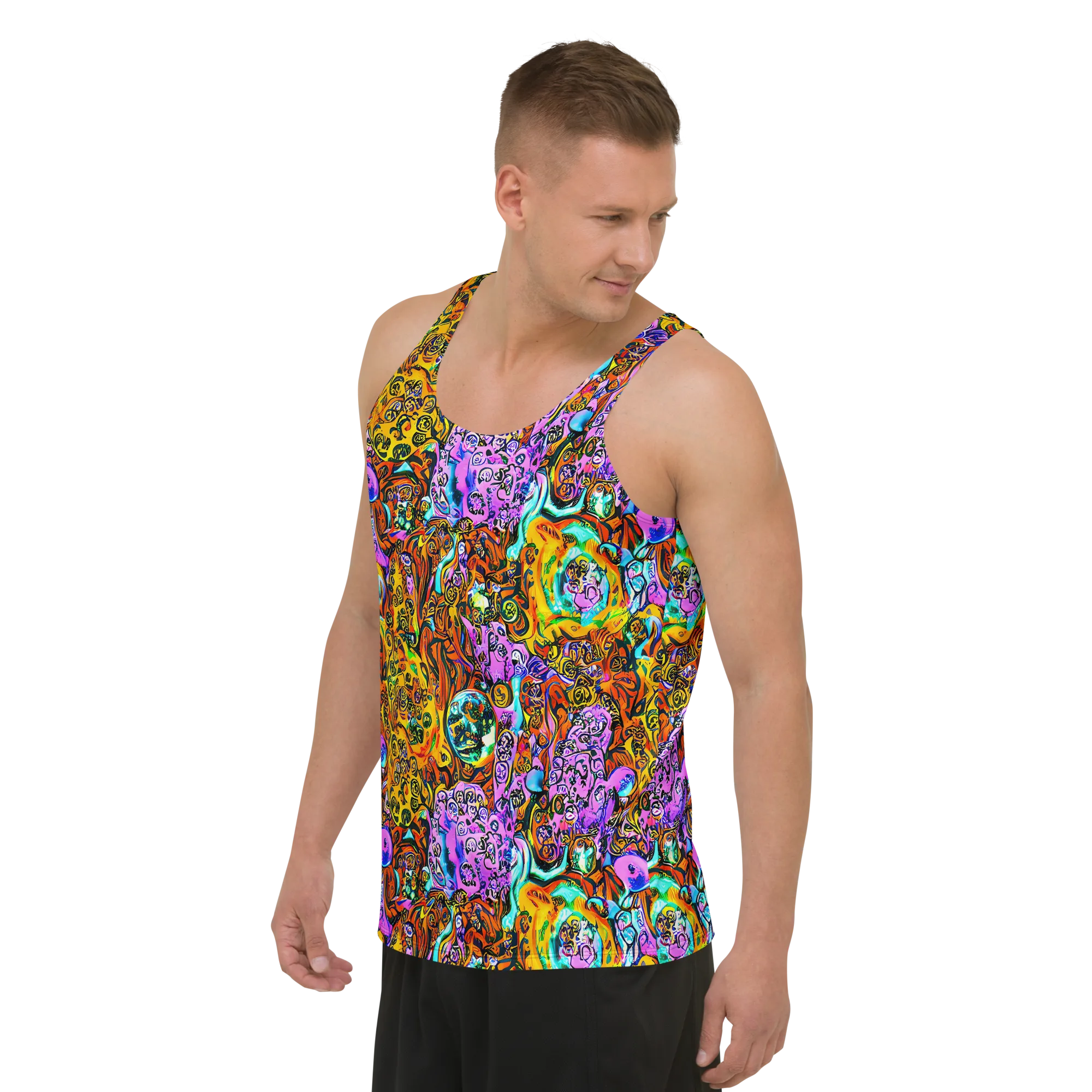 Orange Afterglow on Men's Tank Top — Left Front