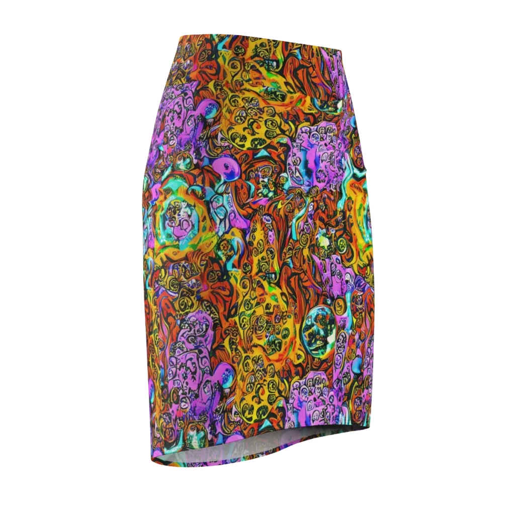 Orange Afterglow on Pencil Skirt — Front Side