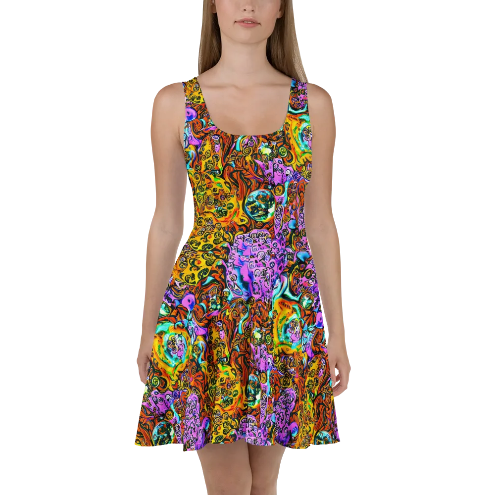 Orange Afterglow on Skater Dress — Front
