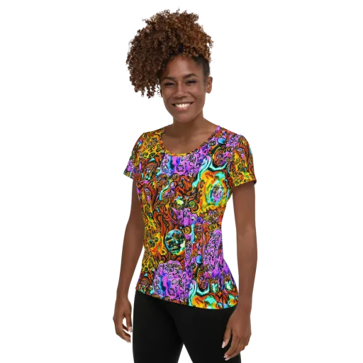 Orange Afterglow on a Women's Athletic T-Shirt