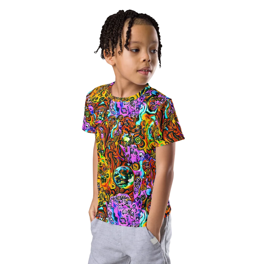 Orange Afterglow on Kids Crew Neck T-Shirt — Left Front