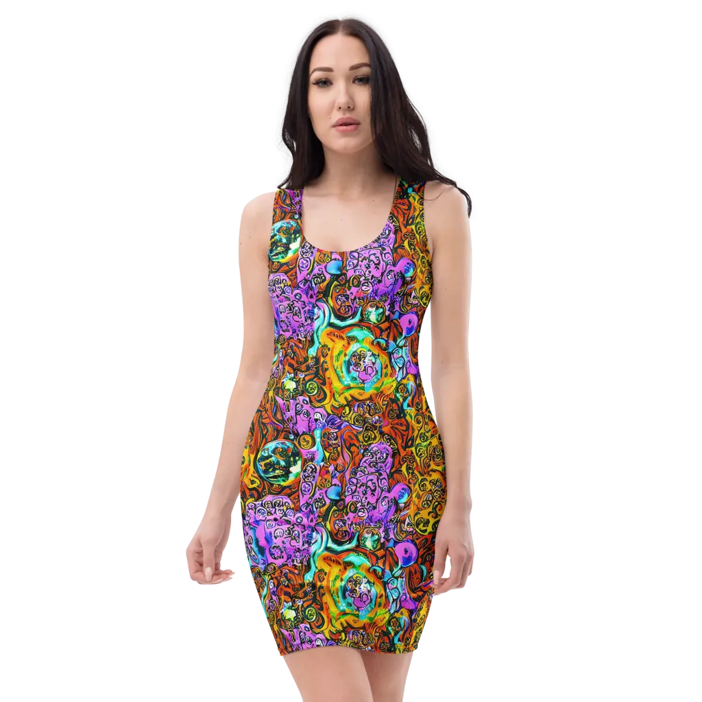 Orange Afterglow on Bodycon Dress — Front