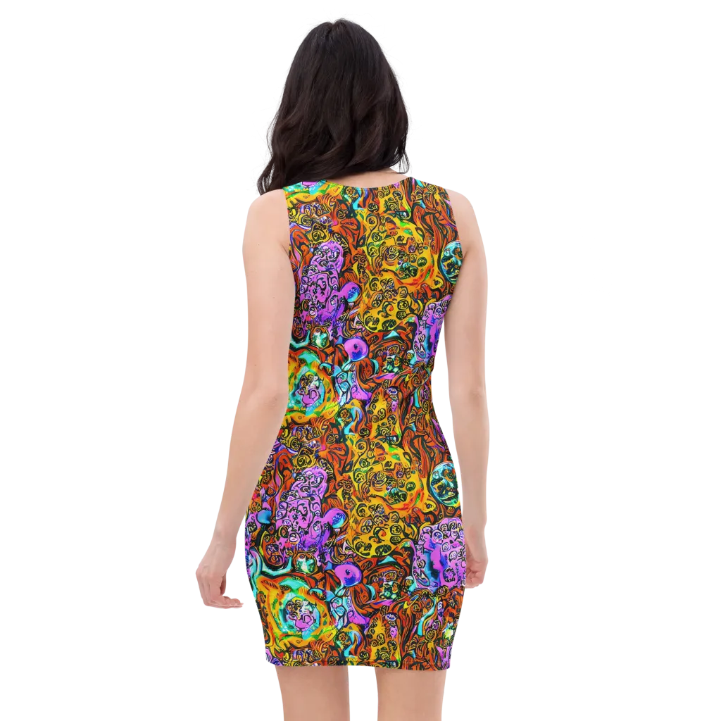 Orange Afterglow on Bodycon Dress — Back