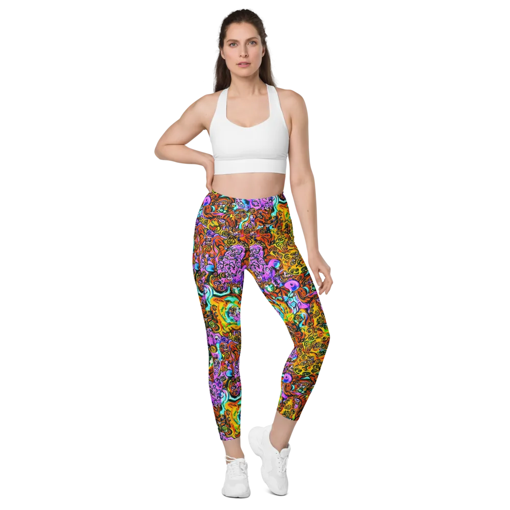 Orange Afterglow on Leggings with Pockets — Front