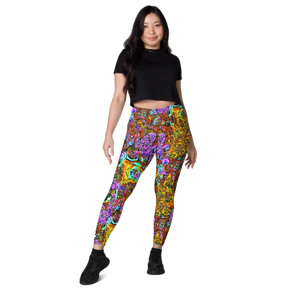 Orange Afterglow on Leggings with Pockets — Front