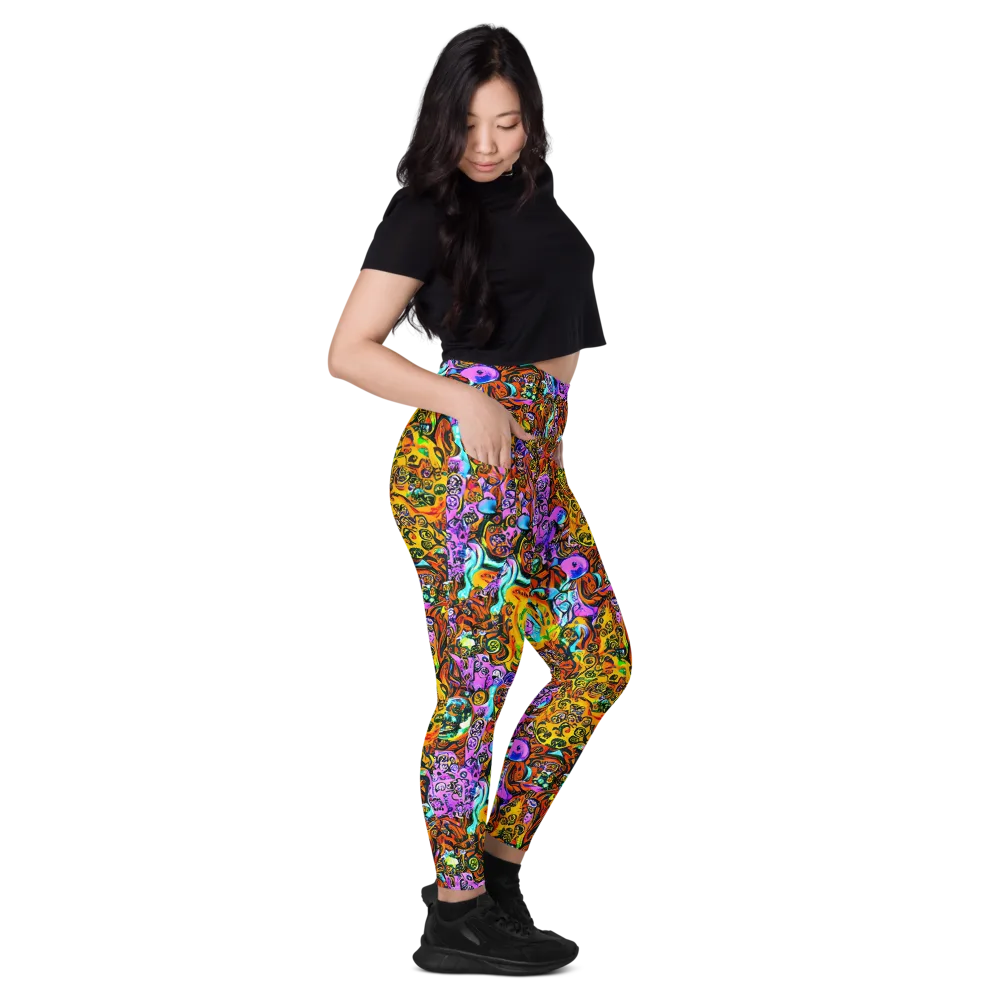 Orange Afterglow on Leggings with Pockets — Right