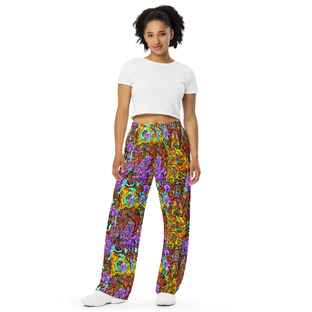 Orange Afterglow on Wide-Leg Pants — Front