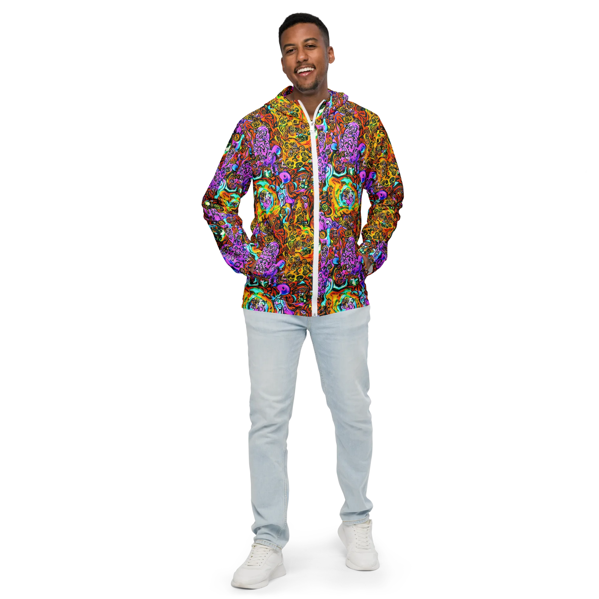 Orange Afterglow on Men's Windbreaker — Front