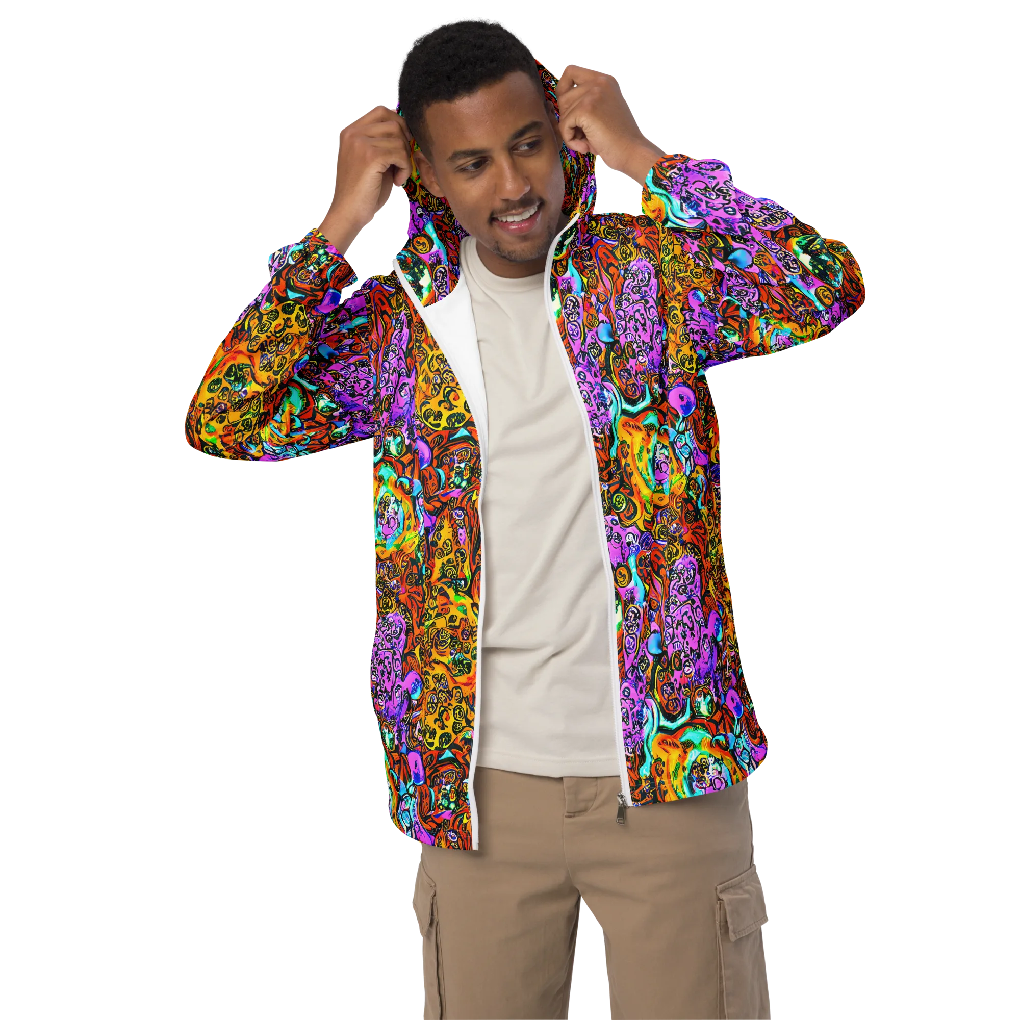 Orange Afterglow on Men's Windbreaker — Front