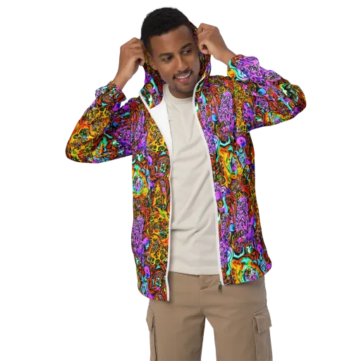 Orange Afterglow on a Men's Windbreaker