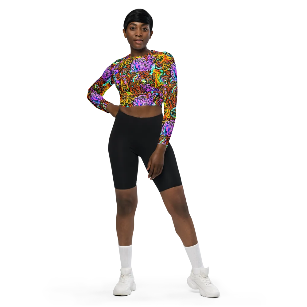 Orange Afterglow on Long Sleeve Crop Top — Front