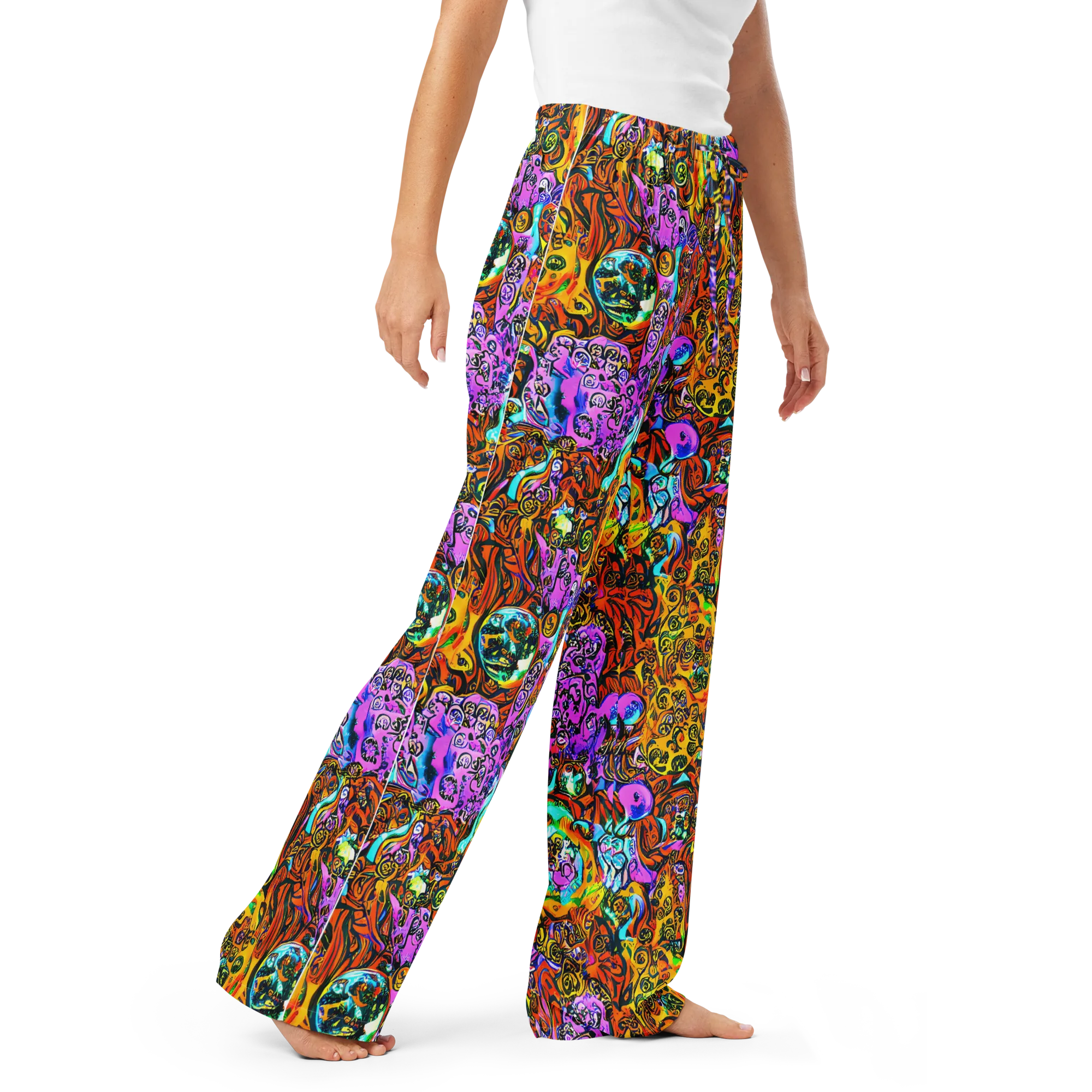 Orange Afterglow on Women's Pajama Pants — Right Front