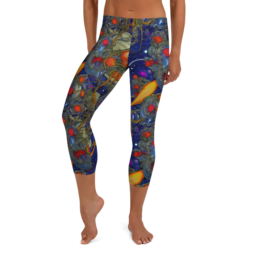 Astral Harvest on Capri Leggings — Front