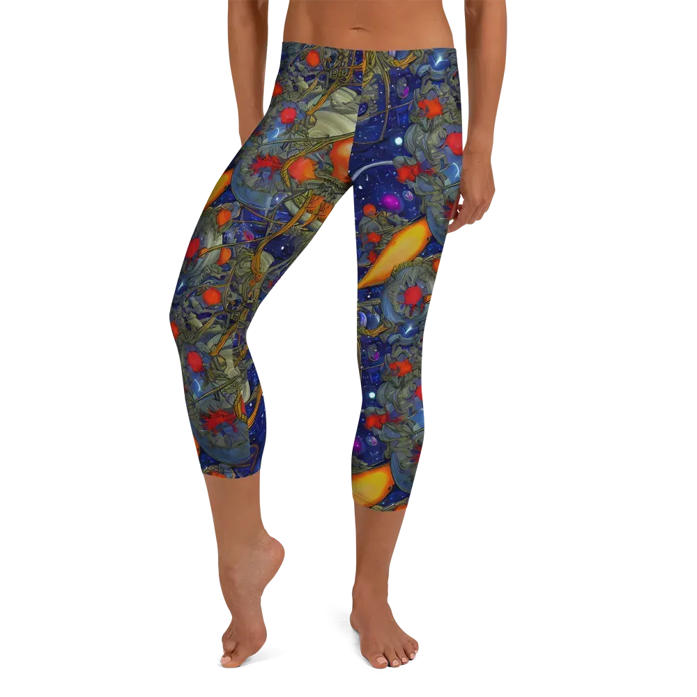 Astral Harvest on Capri Leggings — Front