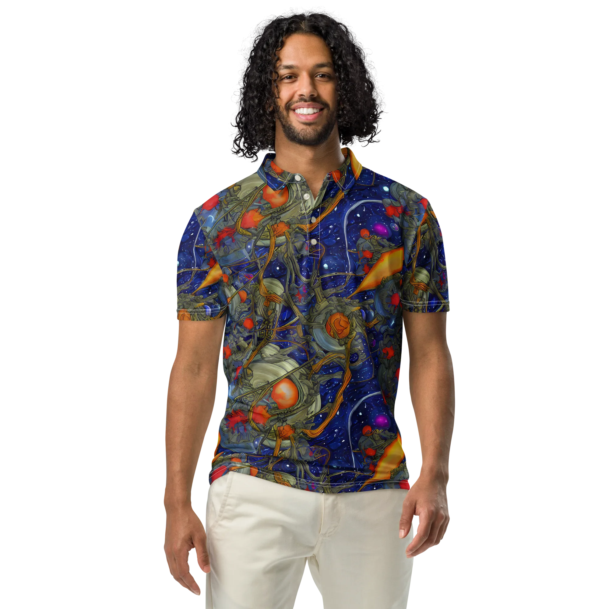 Astral Harvest on Men's Slim Fit Polo Shirt — Front