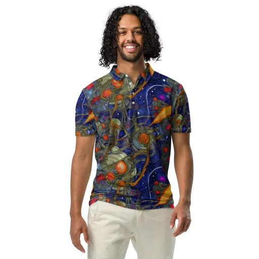 Astral Harvest on a Men's Slim Fit Polo Shirt