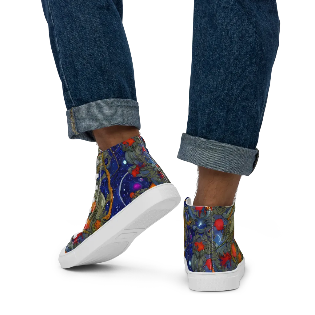 Astral Harvest on Men's High Top Canvas Shoes — Back