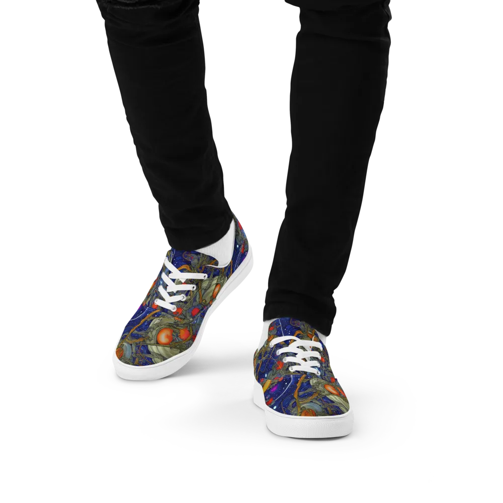 Astral Harvest on Men's Lace-Up Canvas Shoes — Front
