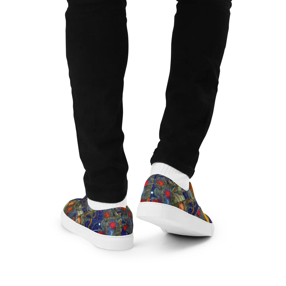 Astral Harvest on Men's Lace-Up Canvas Shoes — Back
