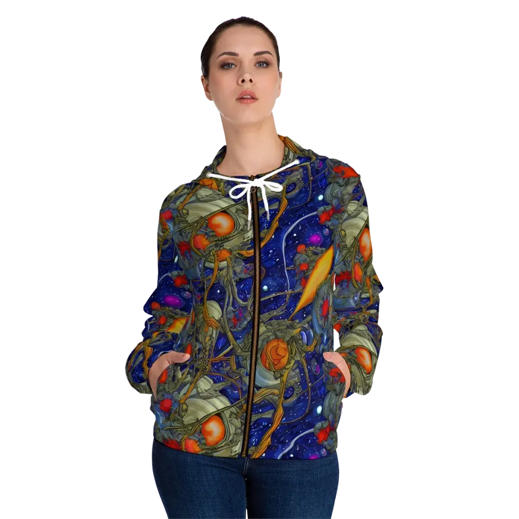 Astral Harvest on Women's Full-Zip Hoodie — Front On Person