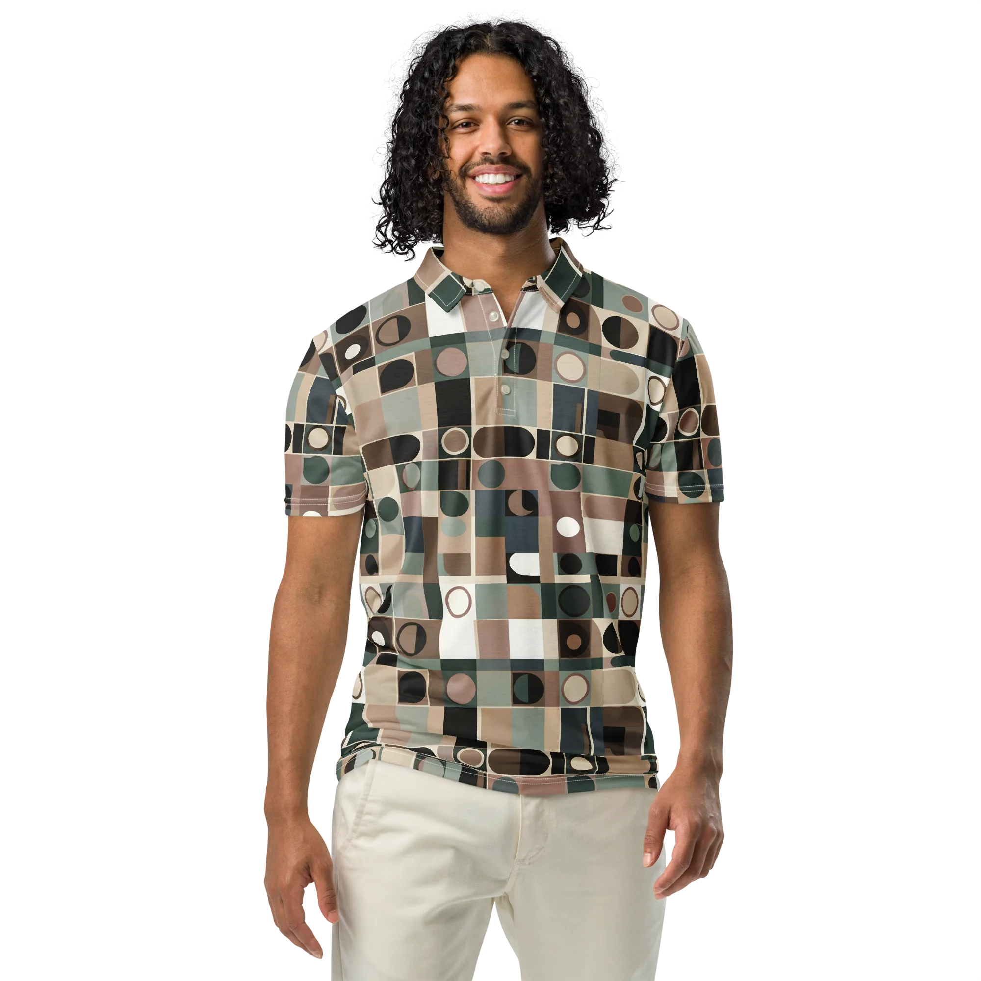 Velvet Modulation on Men's Slim Fit Polo Shirt — Front