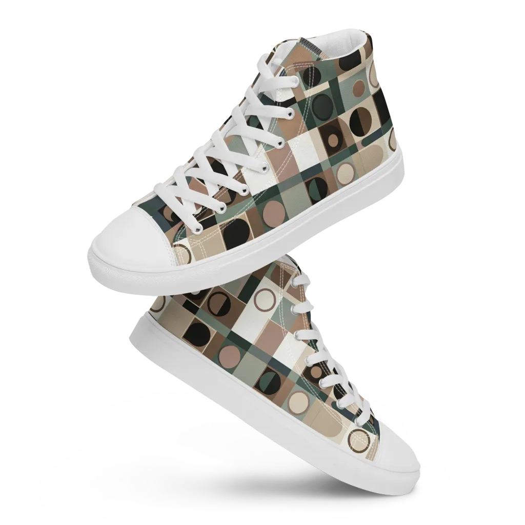 Velvet Modulation on Women's High Top Canvas Shoes — Front