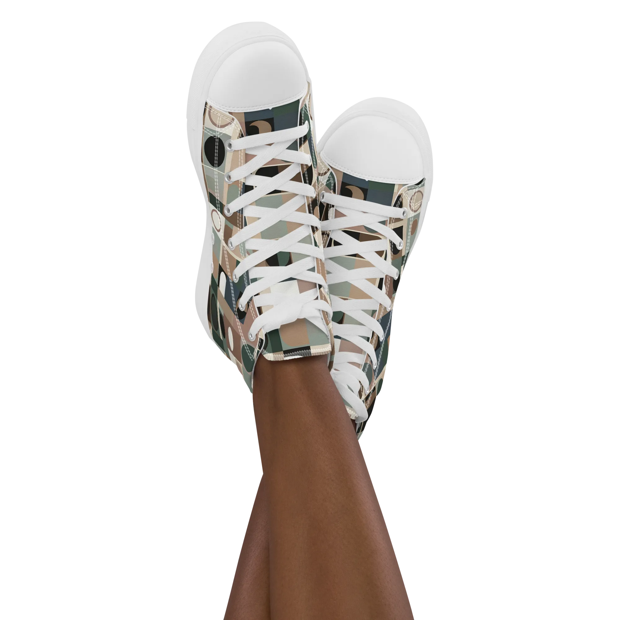 Velvet Modulation on Women's High Top Canvas Shoes — Front