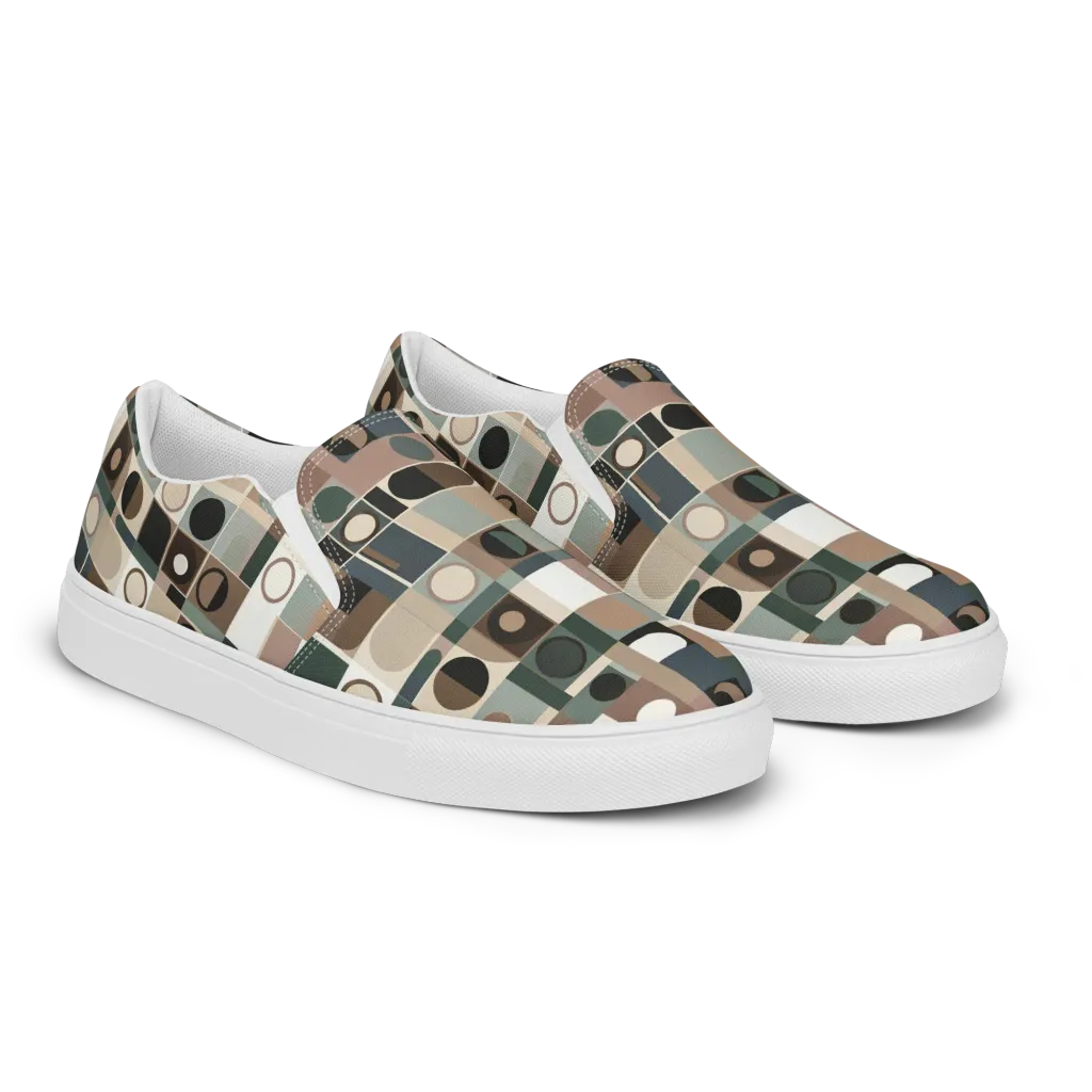 Velvet Modulation on Men's Slip-On Canvas Shoes — Right Front